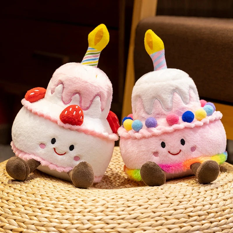 Jelly Cat Strawberry Cake Plush Toys Plush Food Dessert Pillow Kawai Sweet Birthday Cake Candle Party Decoration Creative Gifts