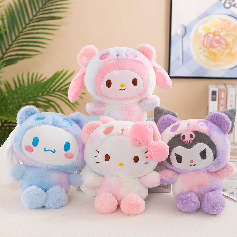 25CM Sanrio Kuromi Stuffed Plush Animal Dolls Hello Kitty Melody Cinnamoroll Plushies Decoration Room Pillow Kids Birthday Gifts