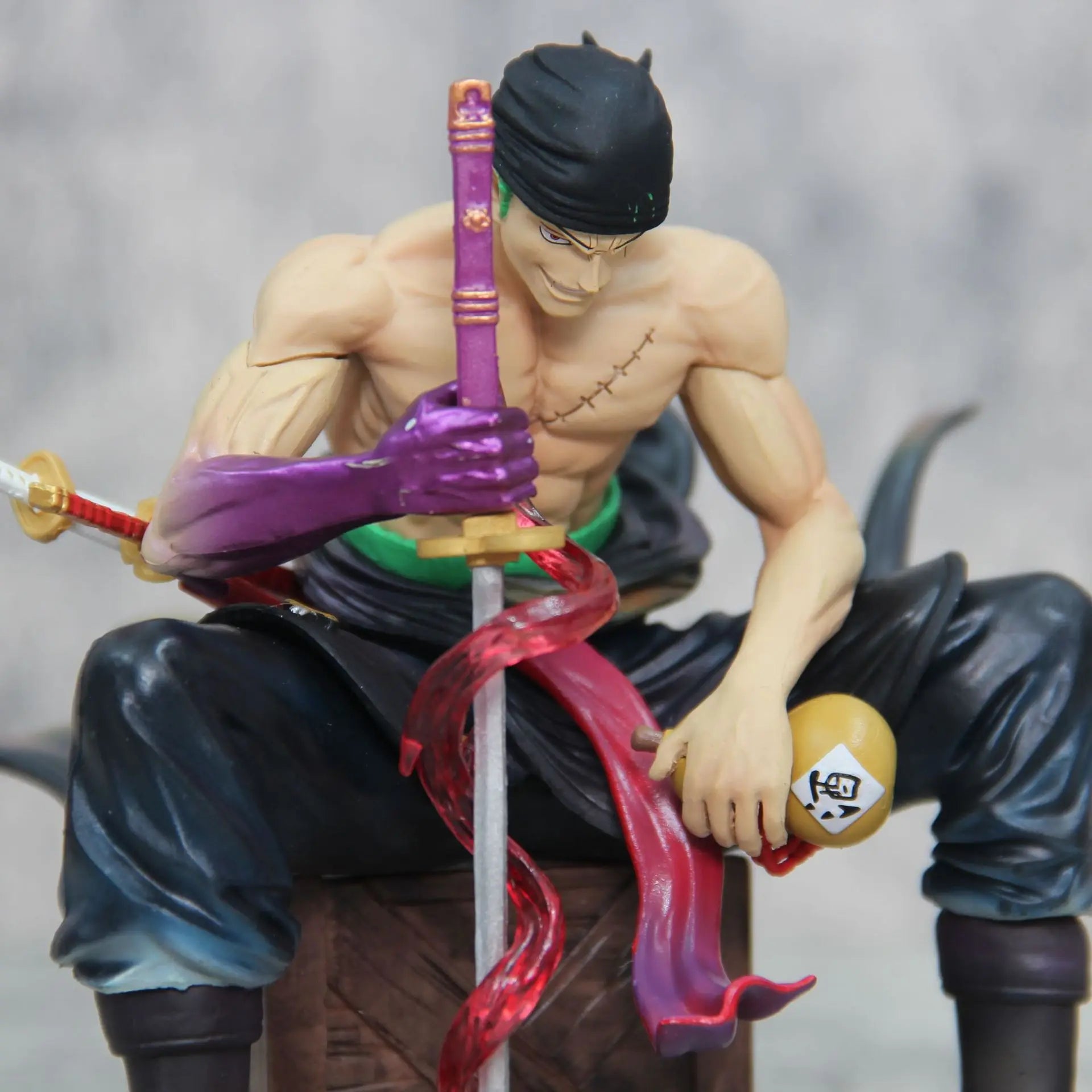 15cm One Piece Zoro Anime Figures Sit Roronoa Zoro Action Figurine 2 Heads Pvc Statue Room Collection Model Decoration Toys Gift