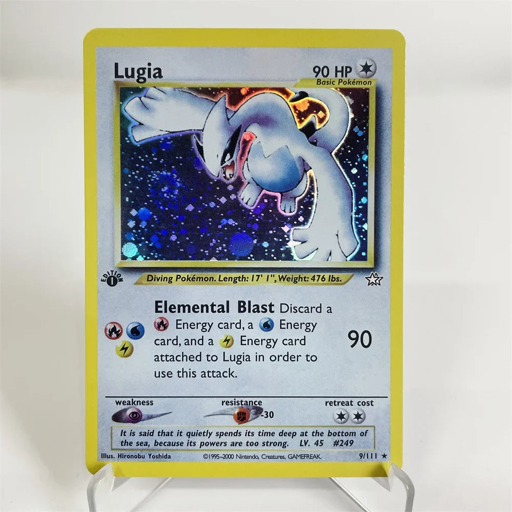 Holographic PKM Collection Cards PTCG Proxy Card Blue Core Paper Card Kids PKM Charizard/Typhlosion/Feraligatr/Pichu