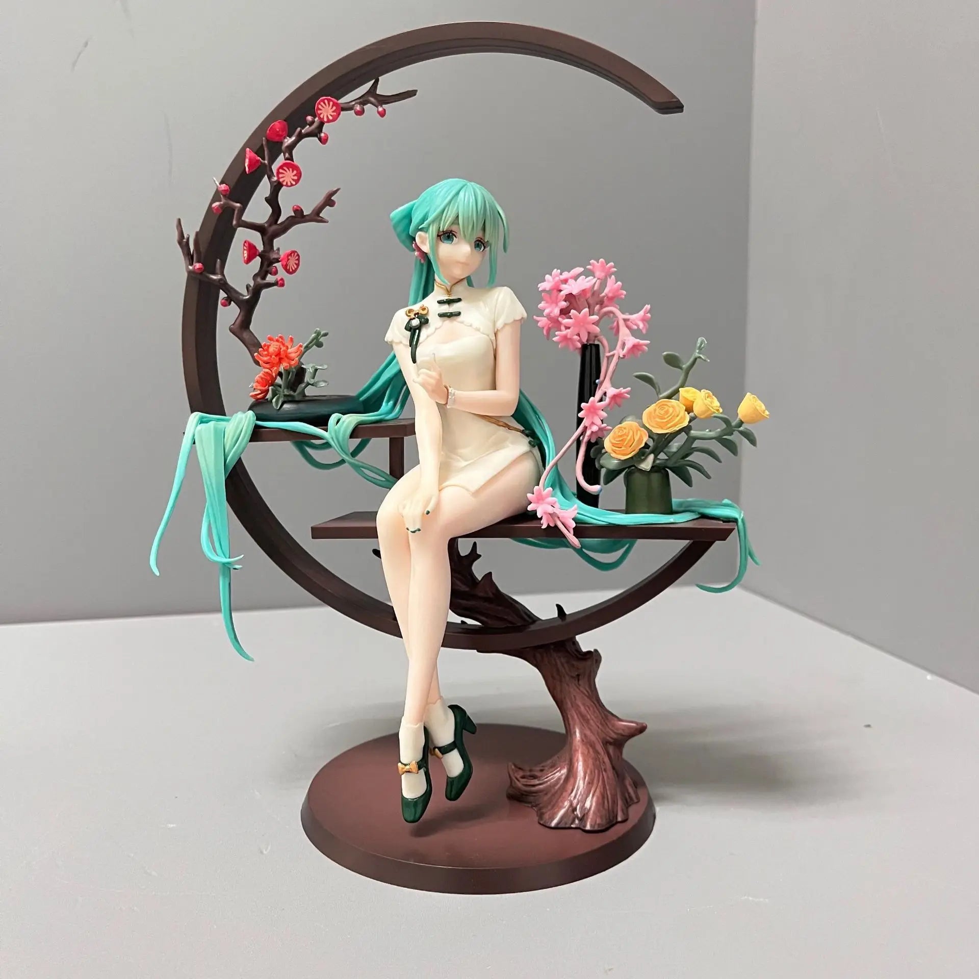 25cm Hatsune Miku In Cheongsam 1/7 Beautiful Girl Figure Model Statue Boys Collection Desktop Decoration Ornament Toys Gifts