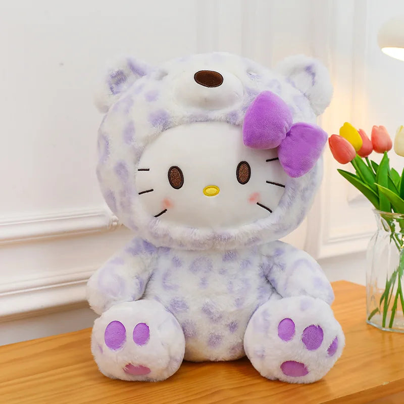 Sanrio Plush Stuffed Toy Cartoon Spotted KT Cat HelloKitty Children's Pillow Leopard Print Cat Doll Girl Holiday Gift Christmas
