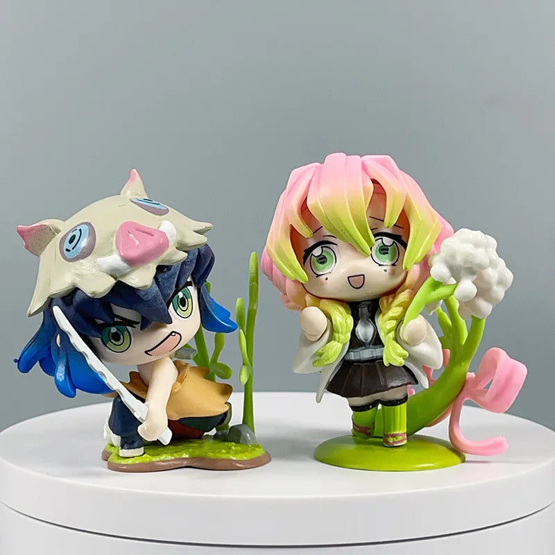 Demon Slayer Anime 9cm Model Figures Tanjirou Nezuko Zenitsu Kyoujurou Kanroji Dolls Action Figure Toys for Kids Birthday Gift