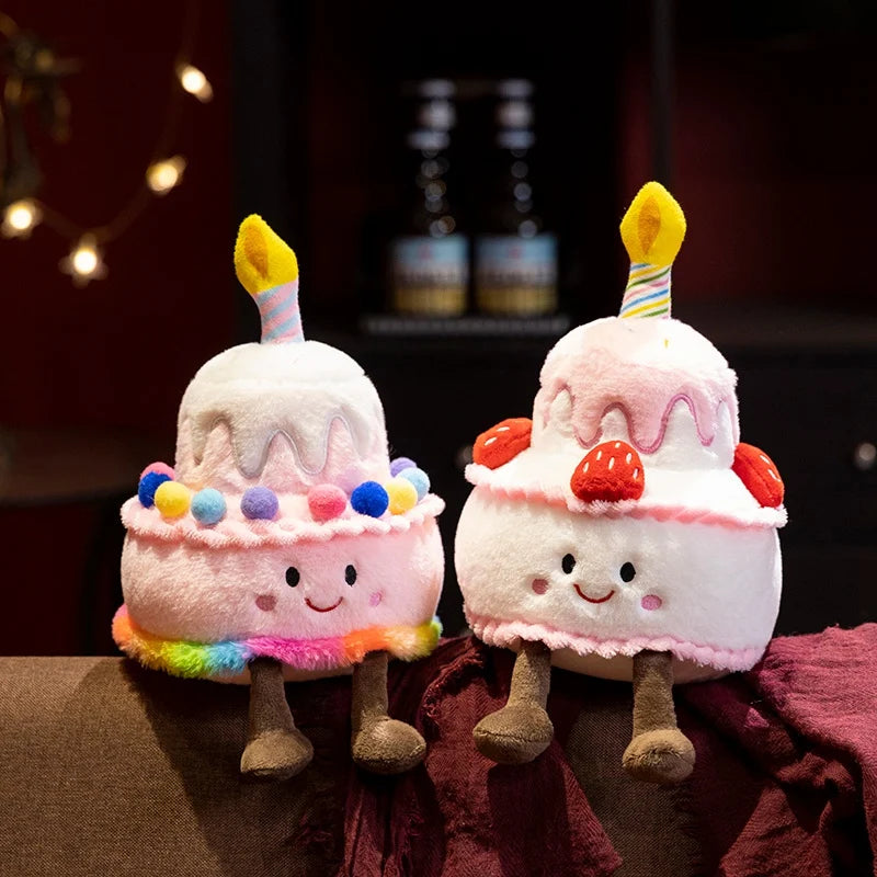 Jelly Cat Strawberry Cake Plush Toys Plush Food Dessert Pillow Kawai Sweet Birthday Cake Candle Party Decoration Creative Gifts