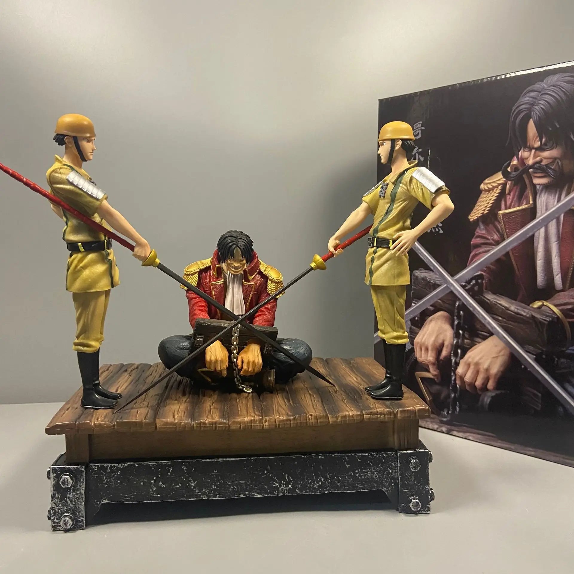 26cm One Piece Gol D Roger Execution Desk Soldier Anime Action Figure Model Gk Statue Collection Desktop Decoration Ornament Toy