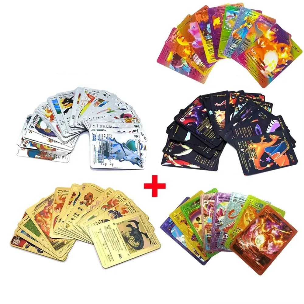 Pokemon Cards French Pikachu Gold Silver Black Silver Vmax GX V English Spanish French German Pokemon Collection Card Toys Gifts
