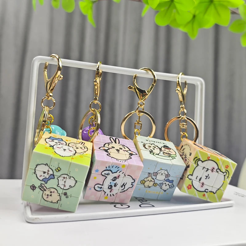 Chiikawa Rubik's Cube Key Chain Puzzle Cute Magic Cartoon Pencil Student Bag Hanging Decoration