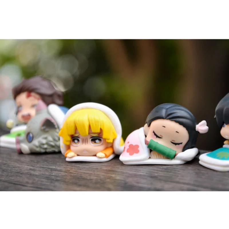Demon Slayer Figures Agatsuma Zenitsu Kamado Nezuko Hashibira Inosuke Kamado Tanjirou Tomioka Giyuu Sleeping Doll Model Toy Gift
