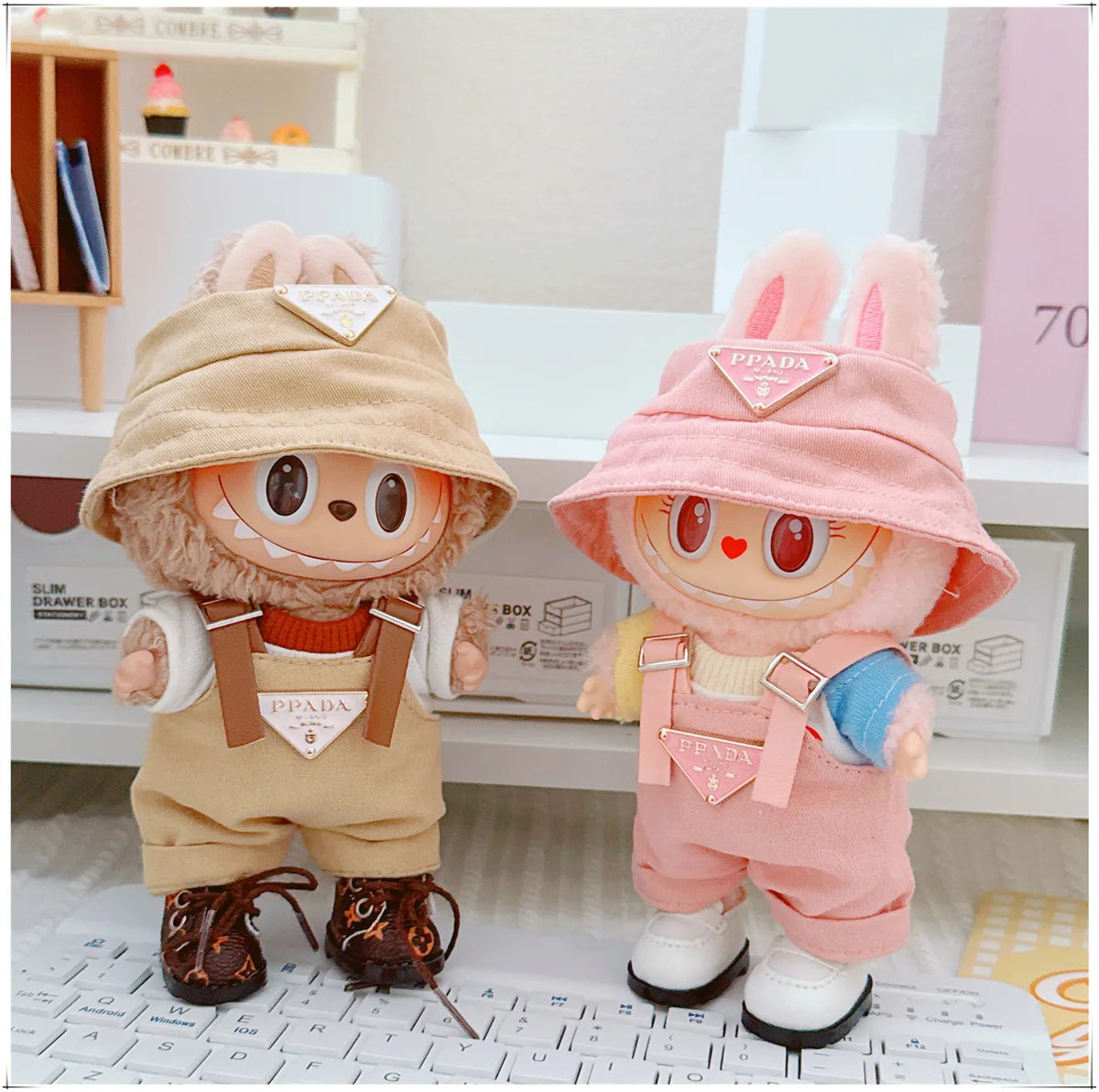 The first and second generations of Labubu only sell 17cm seated party clothes accessories inverted triangle workwear fashion (No Doll)
