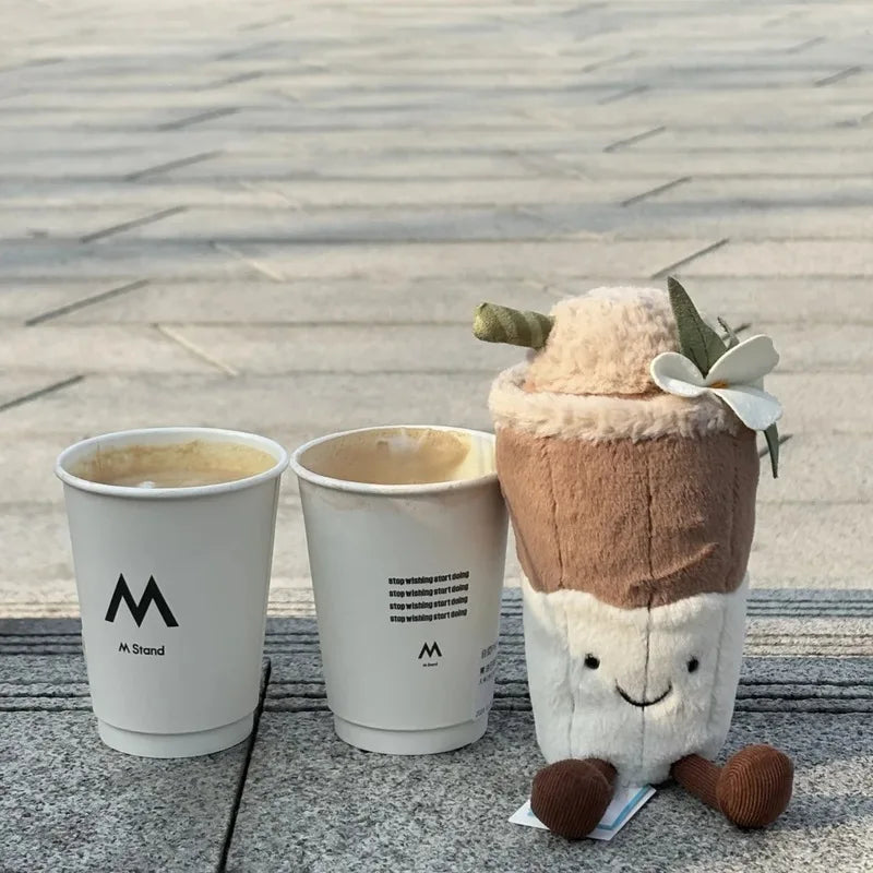 Jelly Cat 20cm Yulan Latte Pearl Tea Cup Plush Doll Home Bedroom Ornaments Cat And Dog Interactive Plush Toys Holiday Gift