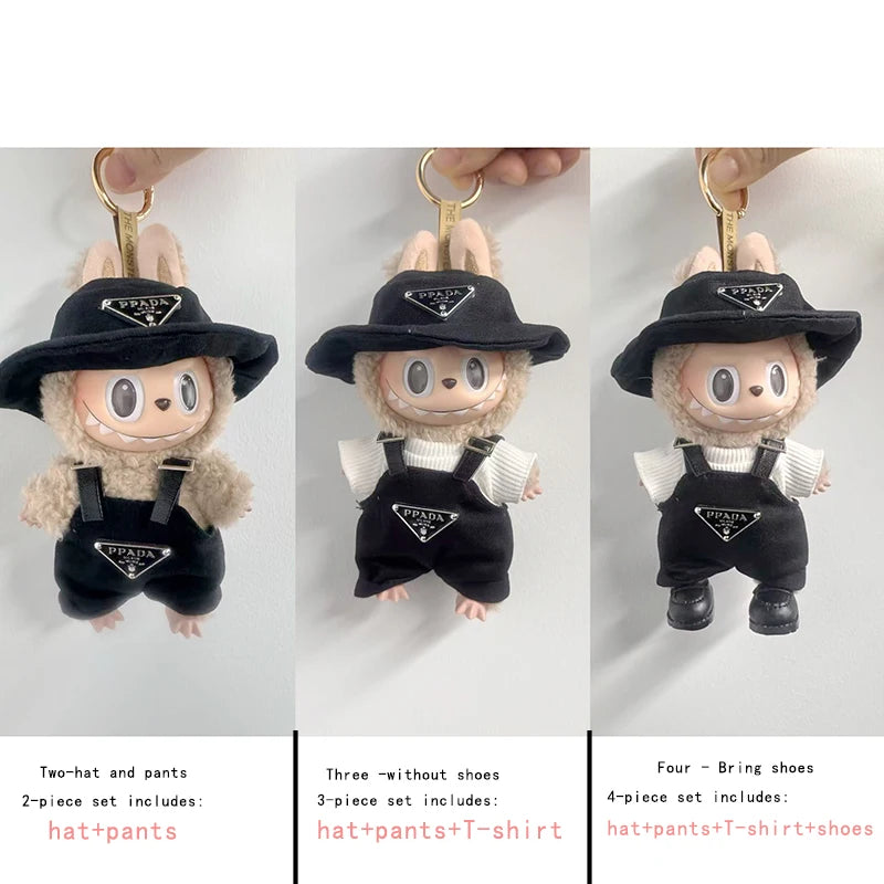 The first and second generations of Labubu only sell 17cm seated party clothes accessories inverted triangle workwear fashion (No Doll)