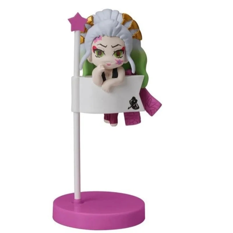 Anime Demon Slayer Gashapon Toys Flag Style Kamado Tanjirou Agatsuma Zenitsu Daki Uzui Tengen Figure Model Decoration Kids Gifts