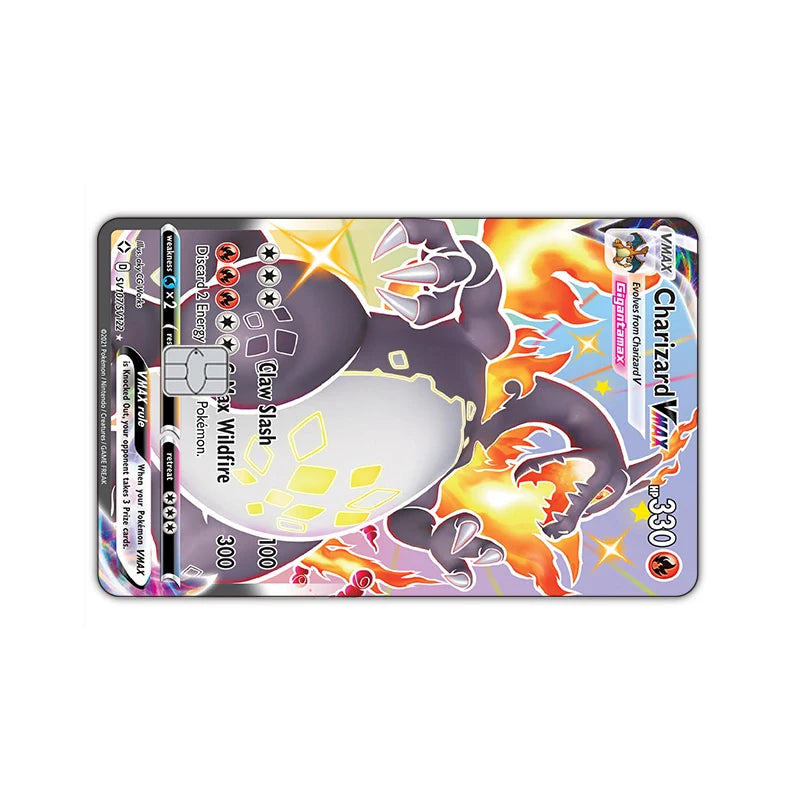 27 Options Available PTCG Charizard Credit Card Skin Sticker Anti-degaussing No Adhesive Residue for VISA Card Debit Card Anime