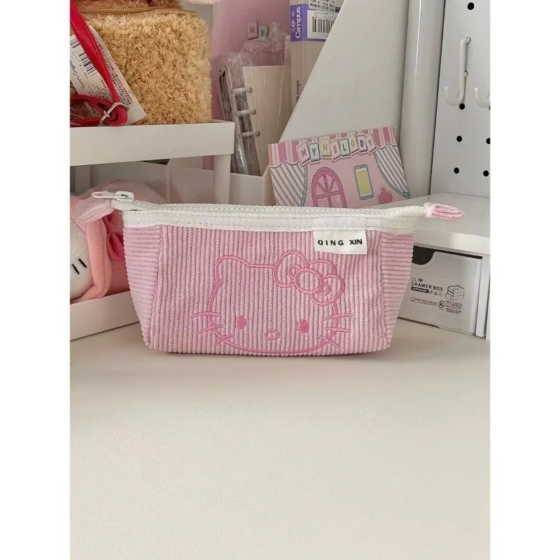 Sanrio HelloKitty Cosmetic Bag Cute Cartoon Large Capacity Fashion Stationery Bag Storage Bag Learning Supplies Kawaii Girl Gift