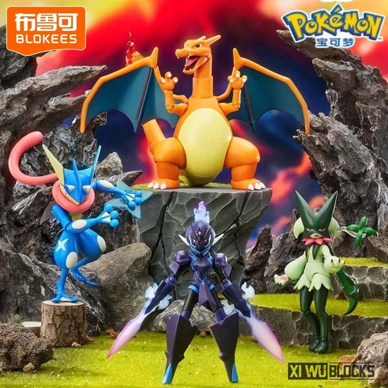 Pokémon Building Blocks Charizard Ceruledge Meowscarada Greninja Assembled Movable Model Ornament Toy Collection Gift