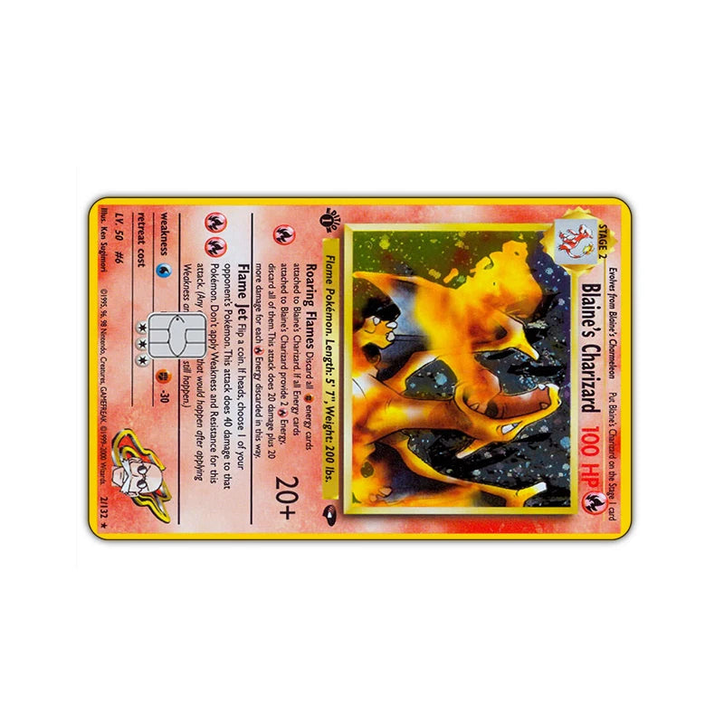 27 Options Available PTCG Charizard Credit Card Skin Sticker Anti-degaussing No Adhesive Residue for VISA Card Debit Card Anime