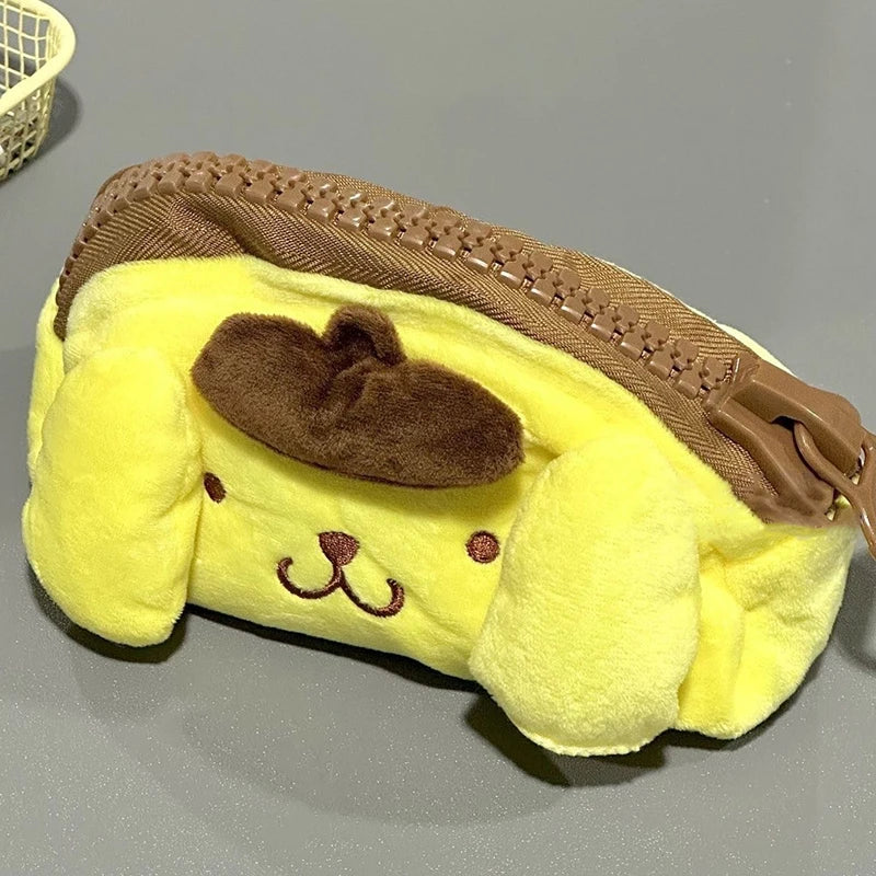 Cute Cartoon Pompompurin Pen Bag Kawaii Plush Pencil Box Lovely Student Stationery Case For Girls Cosmetics Storage Bags