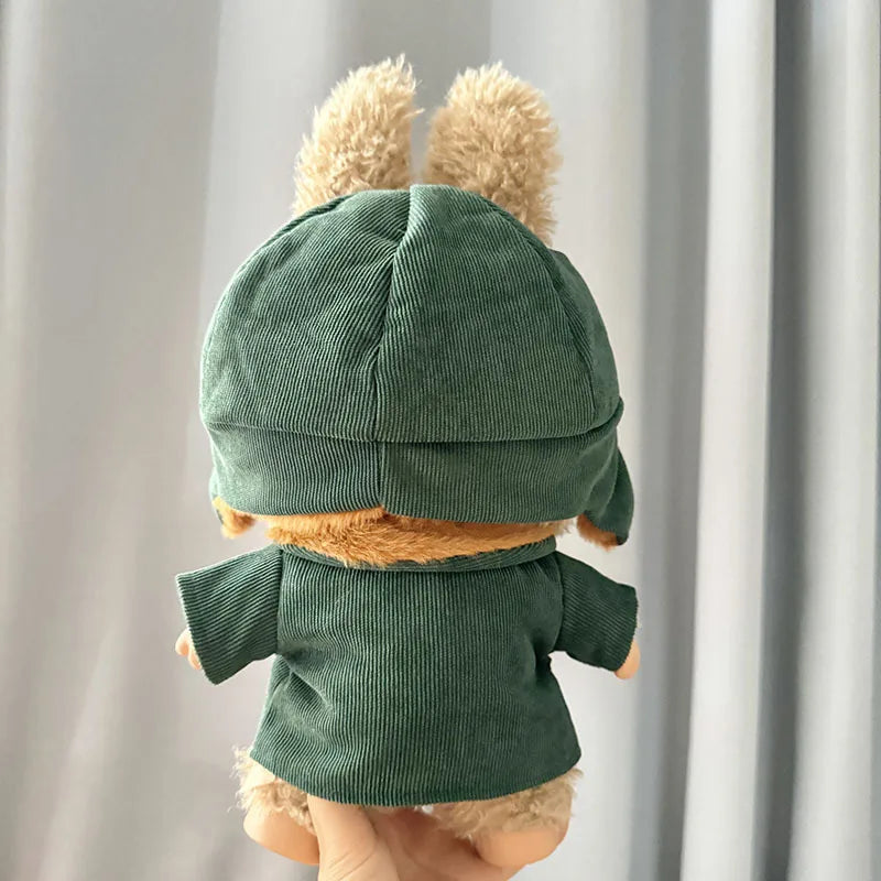 17cm Plush Doll's Clothes The Monster Labubu Outfit Accessories Clothing DIY Lei Feng Army Green Coat Red Star Hat