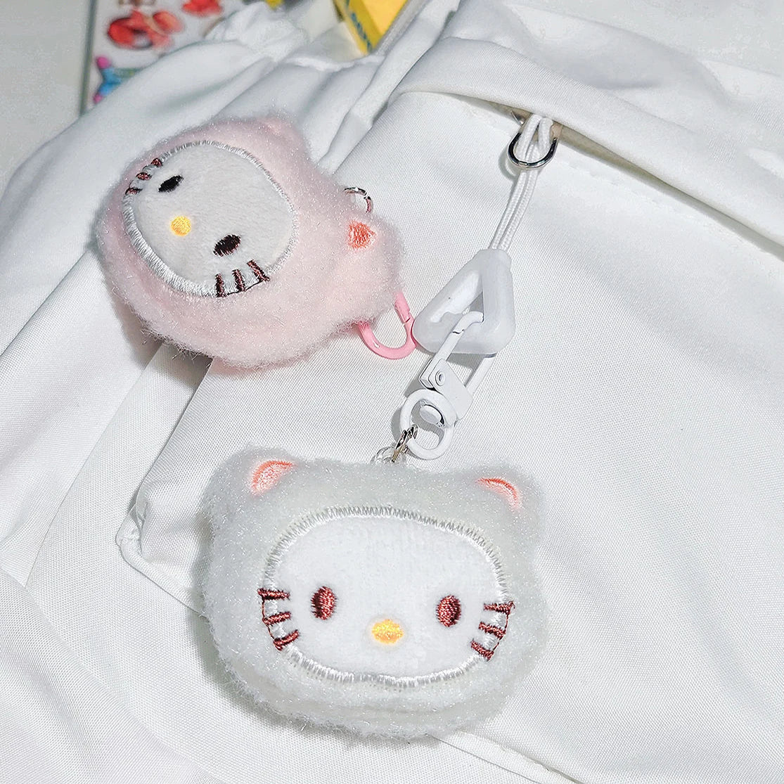 Sanrio Kawaii Hello Kitty Embroidered Plush Doll Keychain Sweet Girl Cute KTM Backpack Pendant Keyring Decoration Holiday Gifts