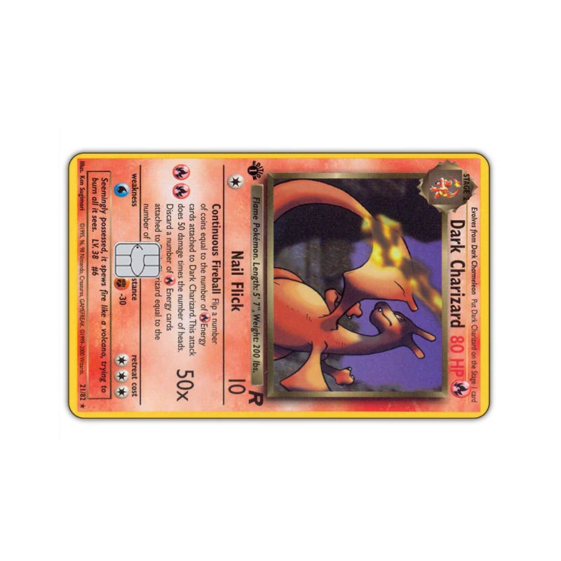 27 Options Available PTCG Charizard Credit Card Skin Sticker Anti-degaussing No Adhesive Residue for VISA Card Debit Card Anime
