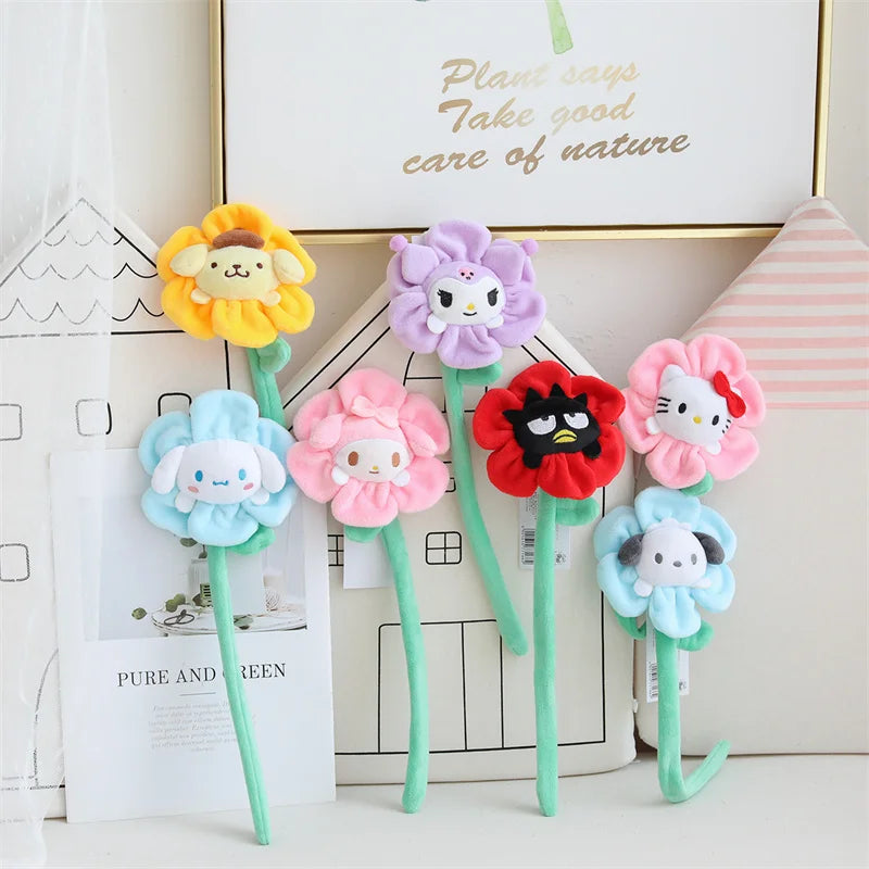 Sanrio Hello Kitty Plush Toys Kawaii Kuromi Melody Anime Cinnamoroll Pochacco Stuffed toy Pompom Purin Flower Christmas Gifts