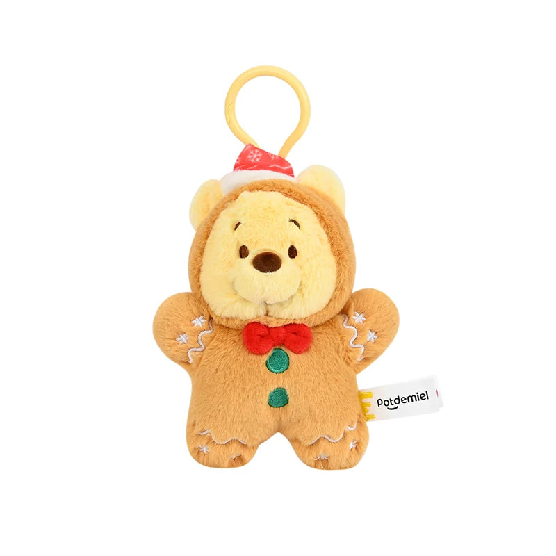 Disney Christmas Stitch, Lotso & Winnie Plush Keychain Set Holiday Themed Bag Charm Gift Cute Backpack Decor for Kids & Fans