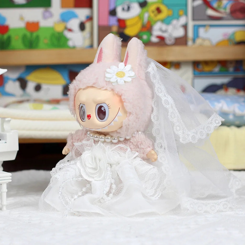 For 17cm Labubu V2 V1 Plush Idol Doll's Clothing Wedding Dress and Suit Doll Clothes Outfit Accessories Ropa Labubu