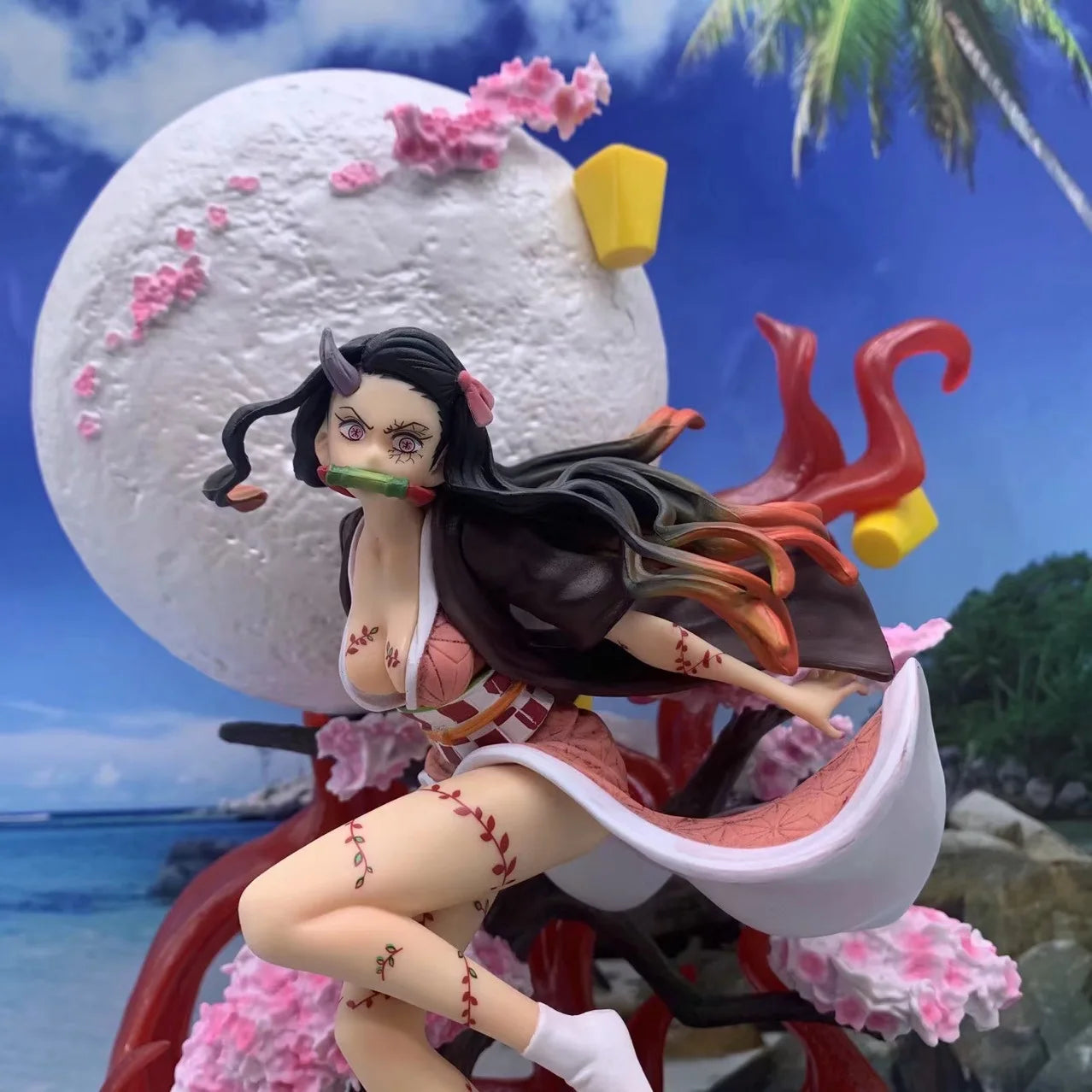 Hot Anime Demon Slayer Figures Kamado Nezuko Anction Figure Gk Dolls Blood Demo Art Figur Kawai Collection Model Toy Gift 31cm
