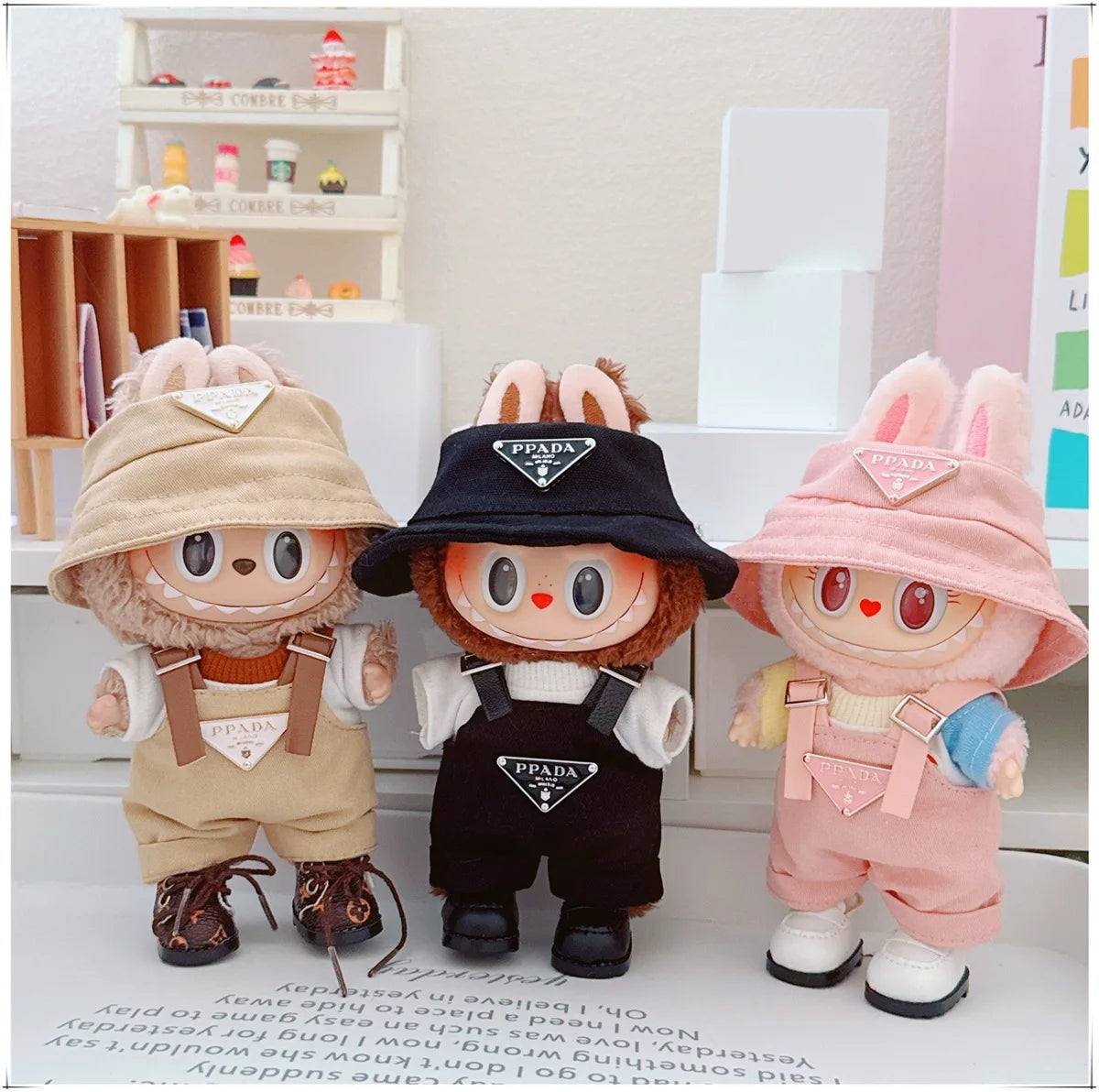 The first and second generations of Labubu only sell 17cm seated party clothes accessories inverted triangle workwear fashion (No Doll)