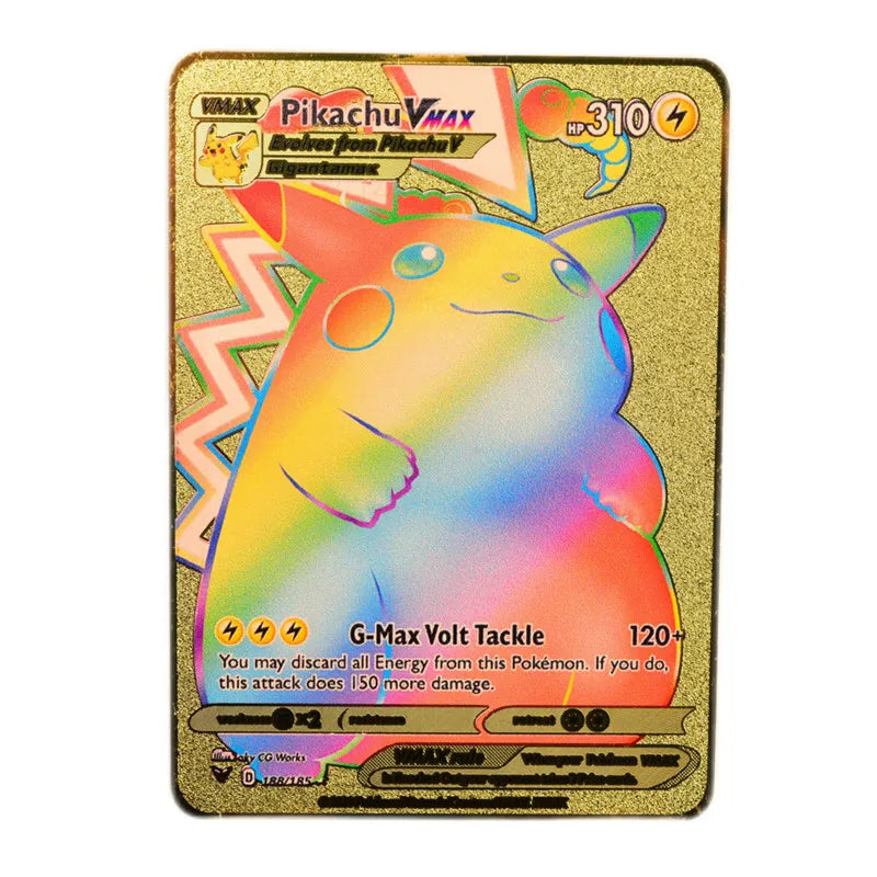 English Metal Pokemon Cards DIY Arceus Pikachu   Mewtwo Shiny Iron  GX Vmax EX Game Kids Collection Card Toy Gift pokemon card