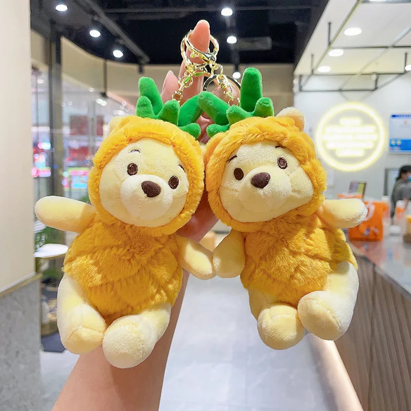 Kawaii Disney Cute Winnie Plush Keychain Couple Gift Plush Pink Dress Student Shoulder Bag Pendant Keychain Doll Decorations