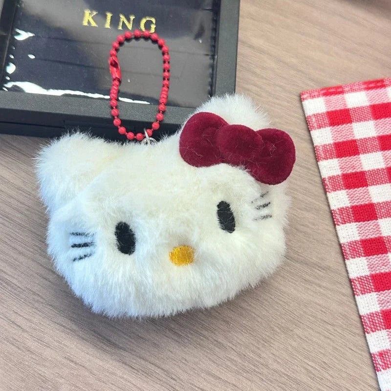 Sanrio Hello Kitty Plush Keychain Kawaii Backpack Pendant Soft Stuffed Doll Anime Cartoon Accessories Key Ring For Girls Gifts