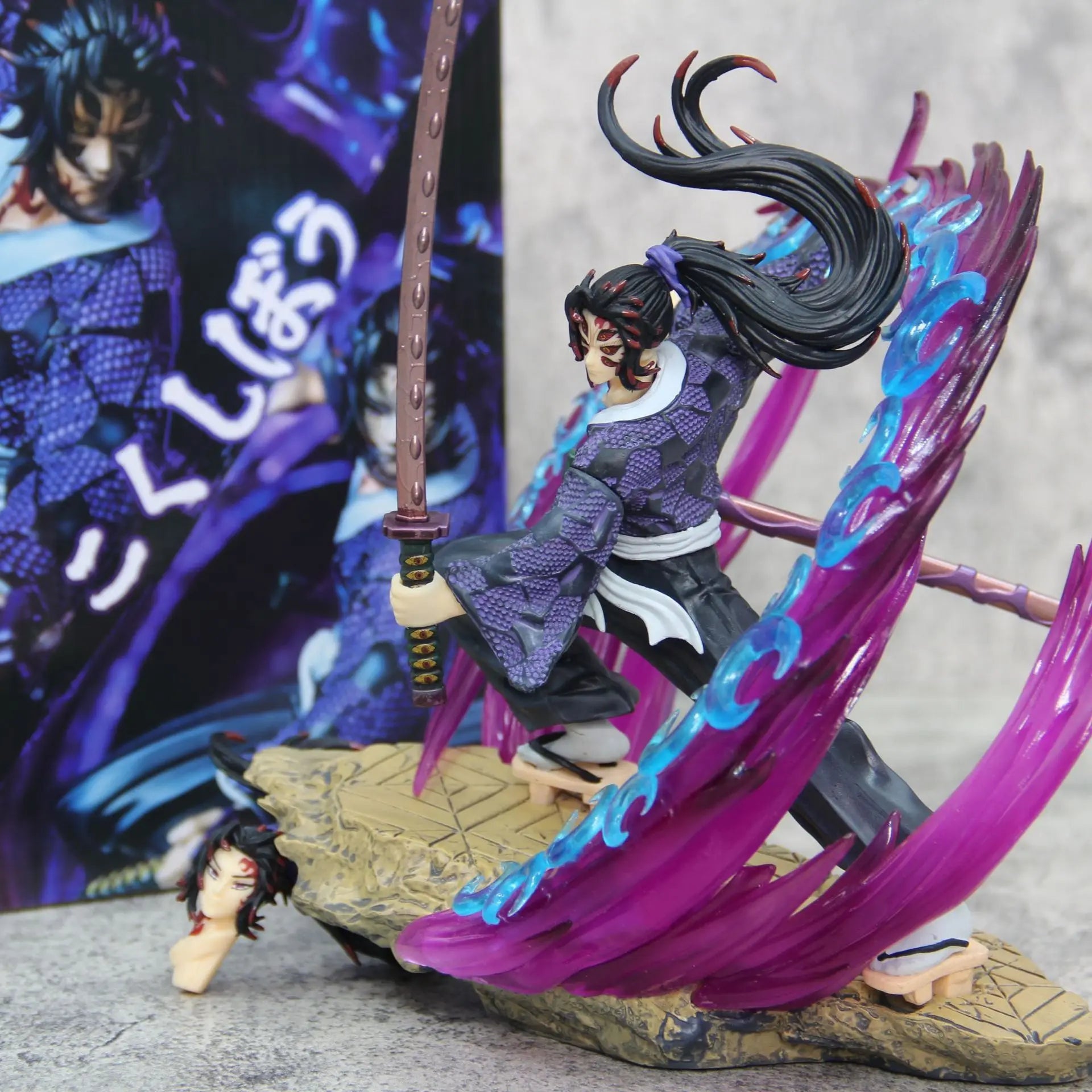 Hot 21cm Demon Slayer Kokushibo Tsugikuni Yoriichi Figure Gk Fierce Battle Action Figurine Pvc Statue Model Dolls Decor Toys