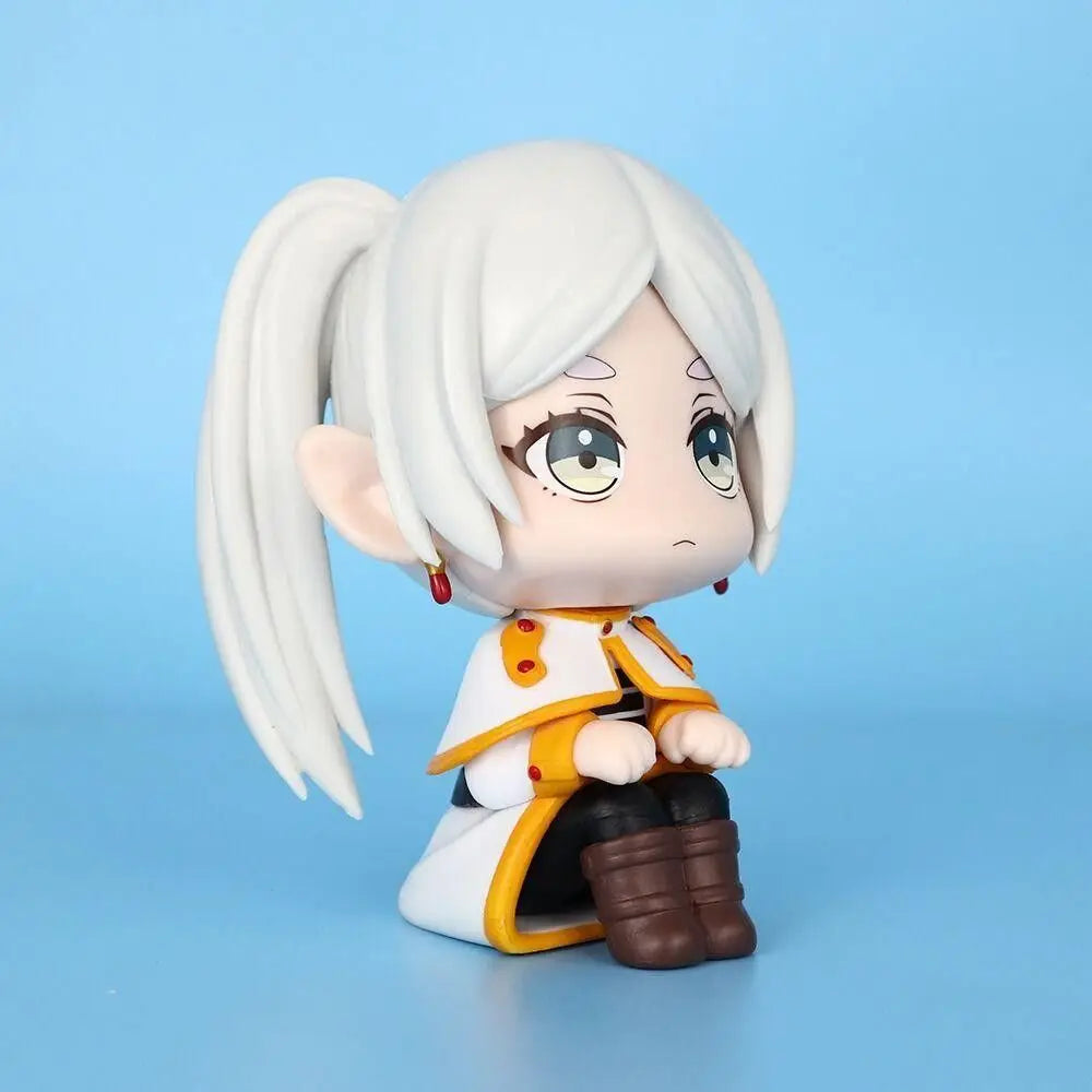 11CM Anime Sousou no Frieren Frieren Figure Look Up Doll Fern Cute Model Sitting Posture Toy Collection Aciton Figure Doll