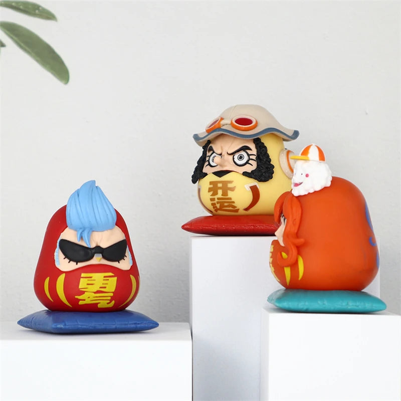 6cm Q-version One Piece Anime Figure Nika Luffy Zoro Sanji Nami Cos Super Dharma Figurine PVC Statue Model Toys Car Ornaments