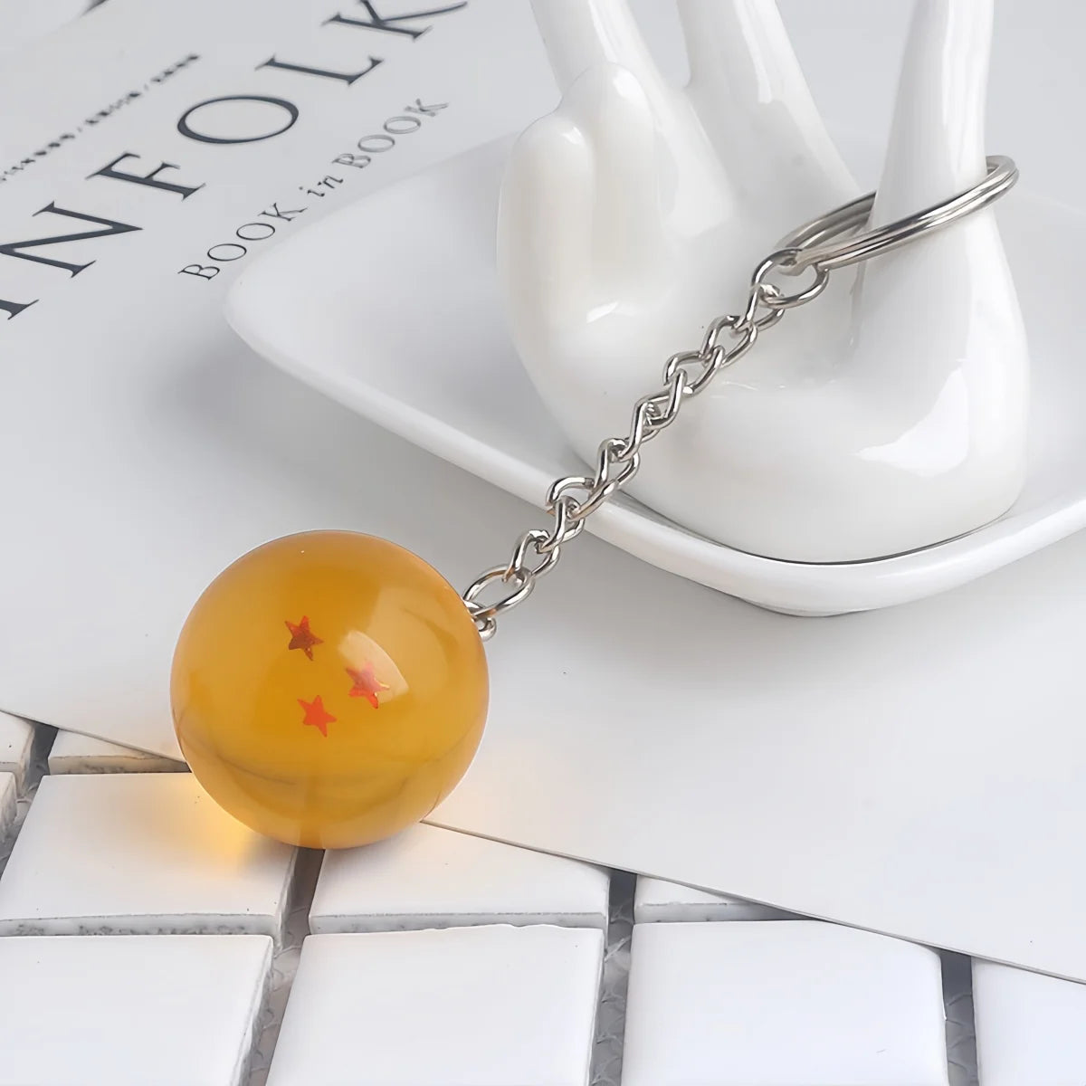 Dragon Series 1-7 Stars Balls Keychain Gokus Bead Pendant Metal Key Ring Men Car Women Bag Accessories