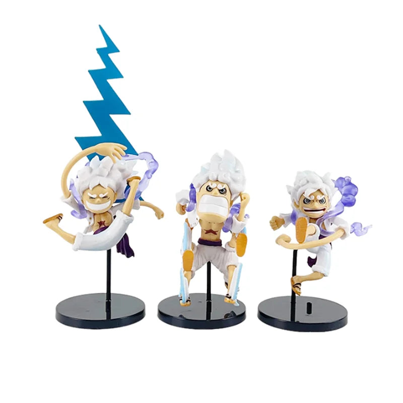 5pcs/set Anime One Piece Figure Q Version GEAR5 Sun God Nika Luffy Action Figures PVC Model Toys Statue Collection Kids Gifts