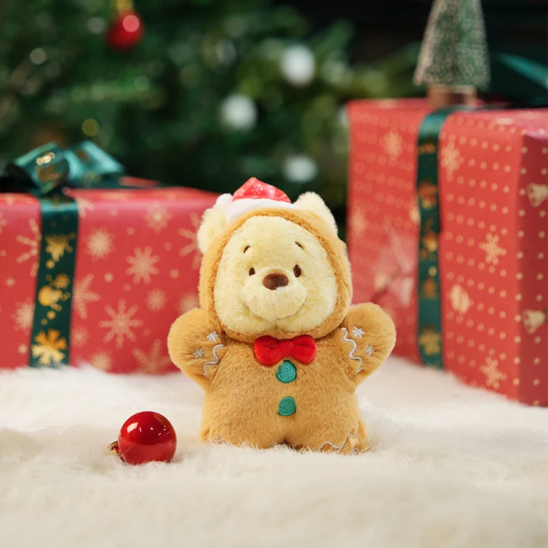 Disney Christmas Stitch, Lotso & Winnie Plush Keychain Set Holiday Themed Bag Charm Gift Cute Backpack Decor for Kids & Fans