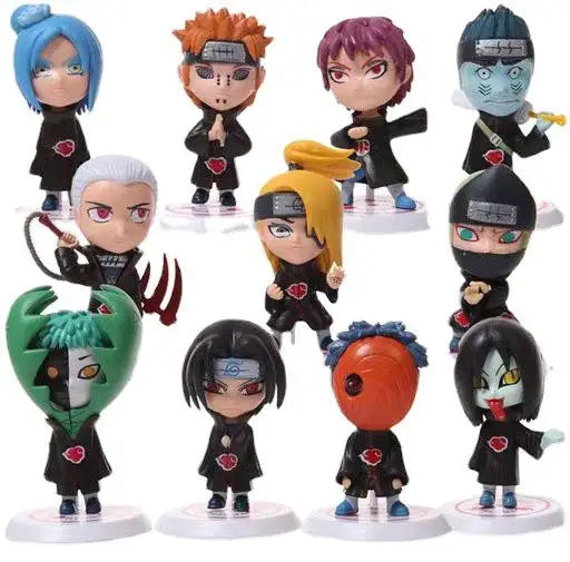 11 Pcs/Set Q Ver. Naruto Akatsuki Mini Figure Uchiha Itachi Madara Konan Hidan Figurine Anime Decoration Model Dolls Toys
