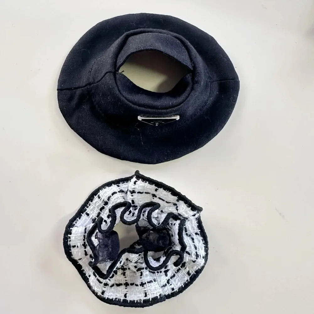 For 17cm Labubu Doll Clothes Set V1 V2 Doll Clothing Accessories Black & White Simple Fragrant Skirt & Hat Outfit
