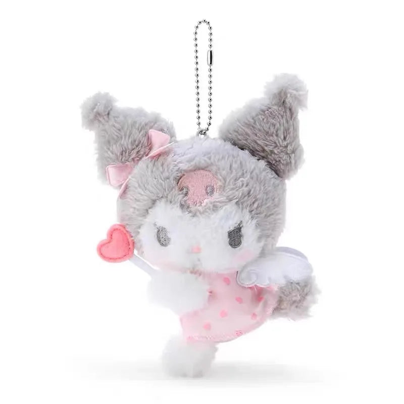Sanrio Cute Dream Angel Series Kuromi Melody Hello Kitty Cinnamoroll Pochacco Plush Pendant Keychain Decoration Christmas Gifts