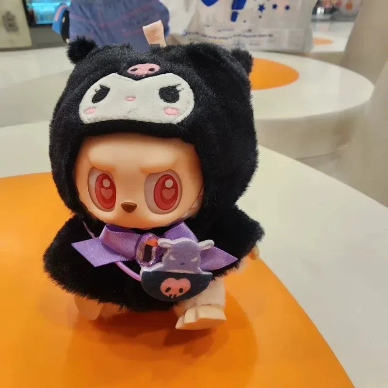 Hot Sanrio Labubu Cape Set Cute Sitting Party KT Melody Kuromi Clothes Monster Vinyl Doll Clothing Christmas Gift Toys