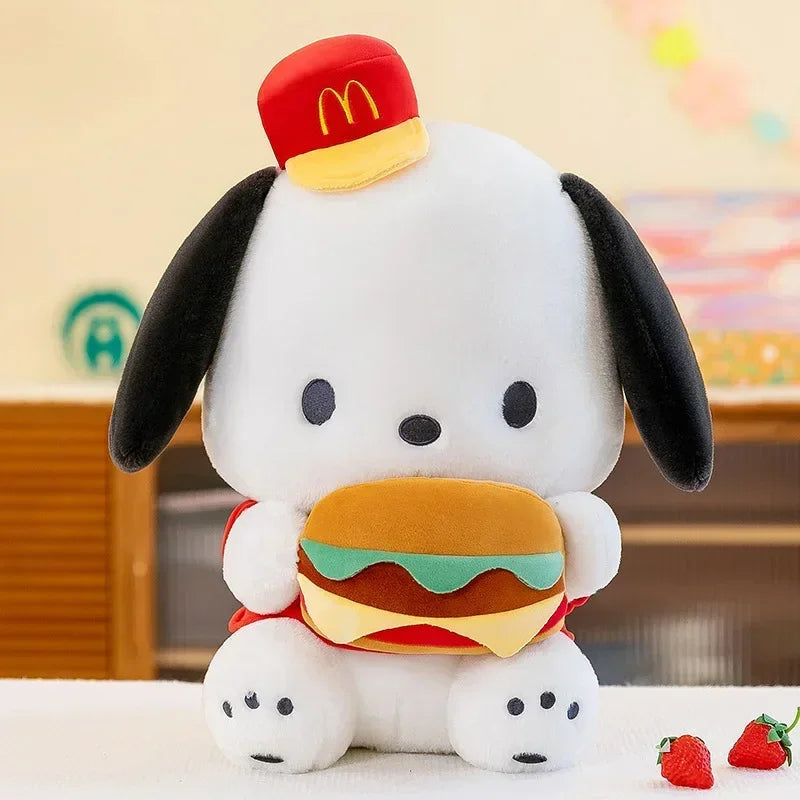 Sanrio Pochacco Series Hamburger Pochacco Plush 52cm Pillow Dolls Puppy Plushies Doll Home Decor Kids Toys Birthday Holiday Gift