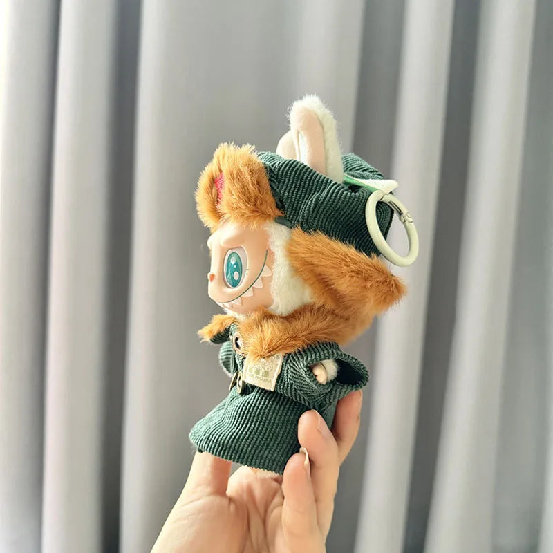 17cm Plush Doll's Clothes The Monster Labubu Outfit Accessories Clothing DIY Lei Feng Army Green Coat Red Star Hat