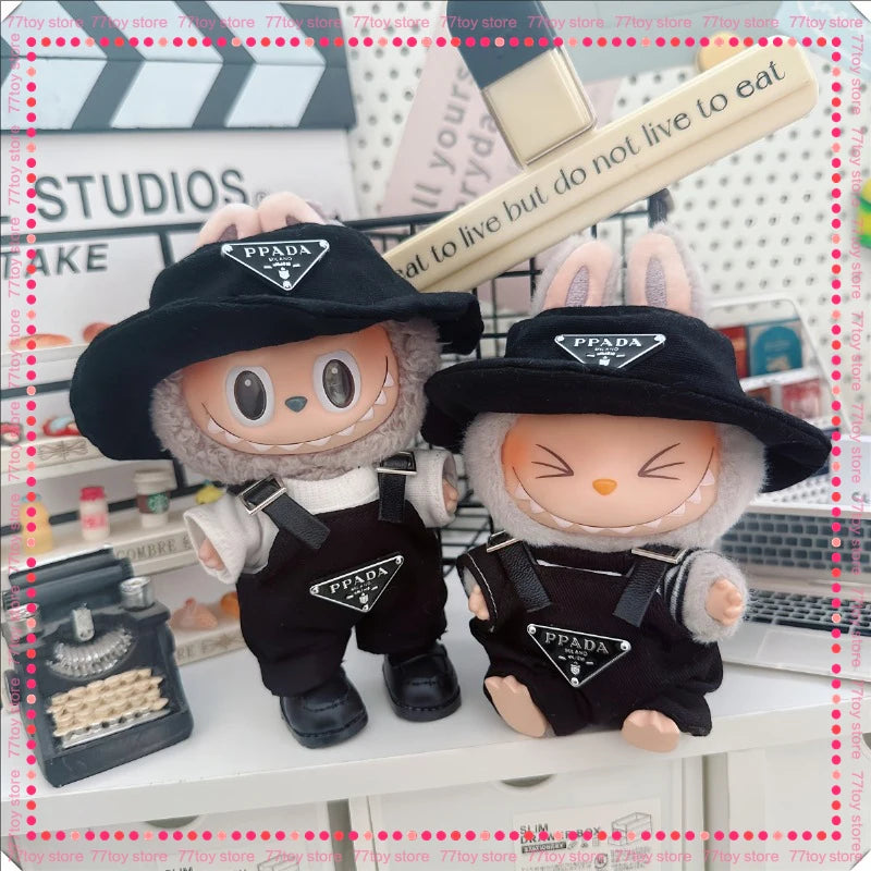 The first and second generations of Labubu only sell 17cm seated party clothes accessories inverted triangle workwear fashion (No Doll)