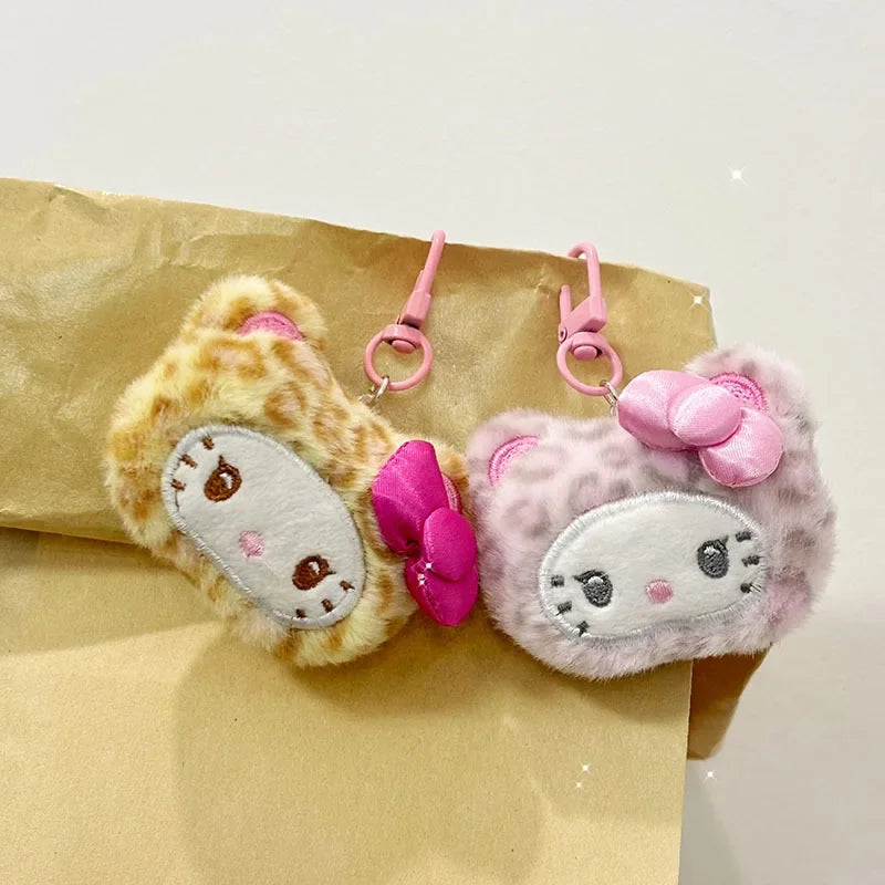 Sanrio Hello Kitty Cinnamoroll Plush Doll Keychain Anime Backpack Pendant Decoration Cute Cartoon Plush Toy Girls Birthday Gifts