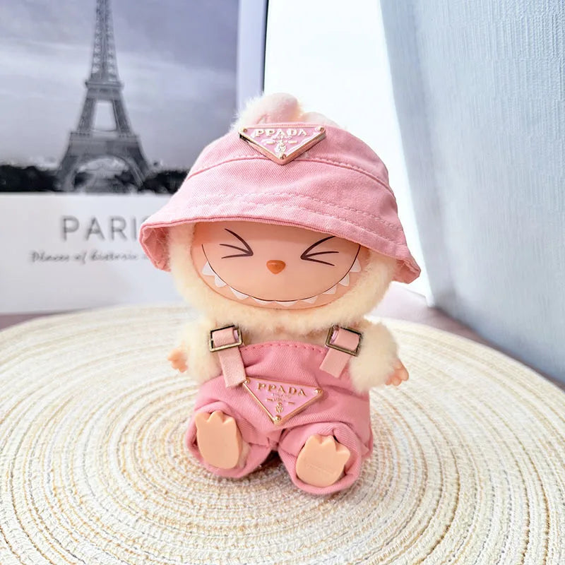 [Baby clothes only] first- and second-generation labubu cloth vinyl blind box pendant baby clothes brown and pink GG set