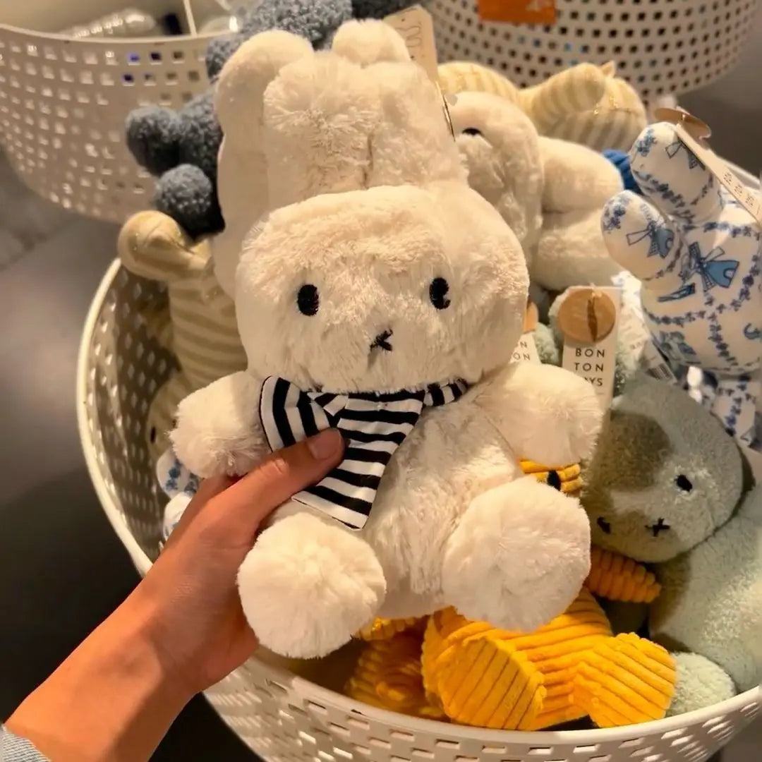 30CM Kawaii Miffy Plush Toy Cute Striped Scarf Doll Plush Doll Boy Girl Gift