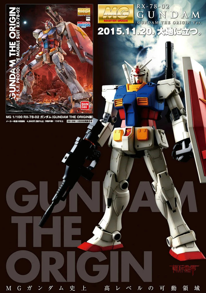 BANDAI Original MG 1/100 Model RX-78-2 GUNDAM THE ORIGIN VERSION Assemble Model Action Figures