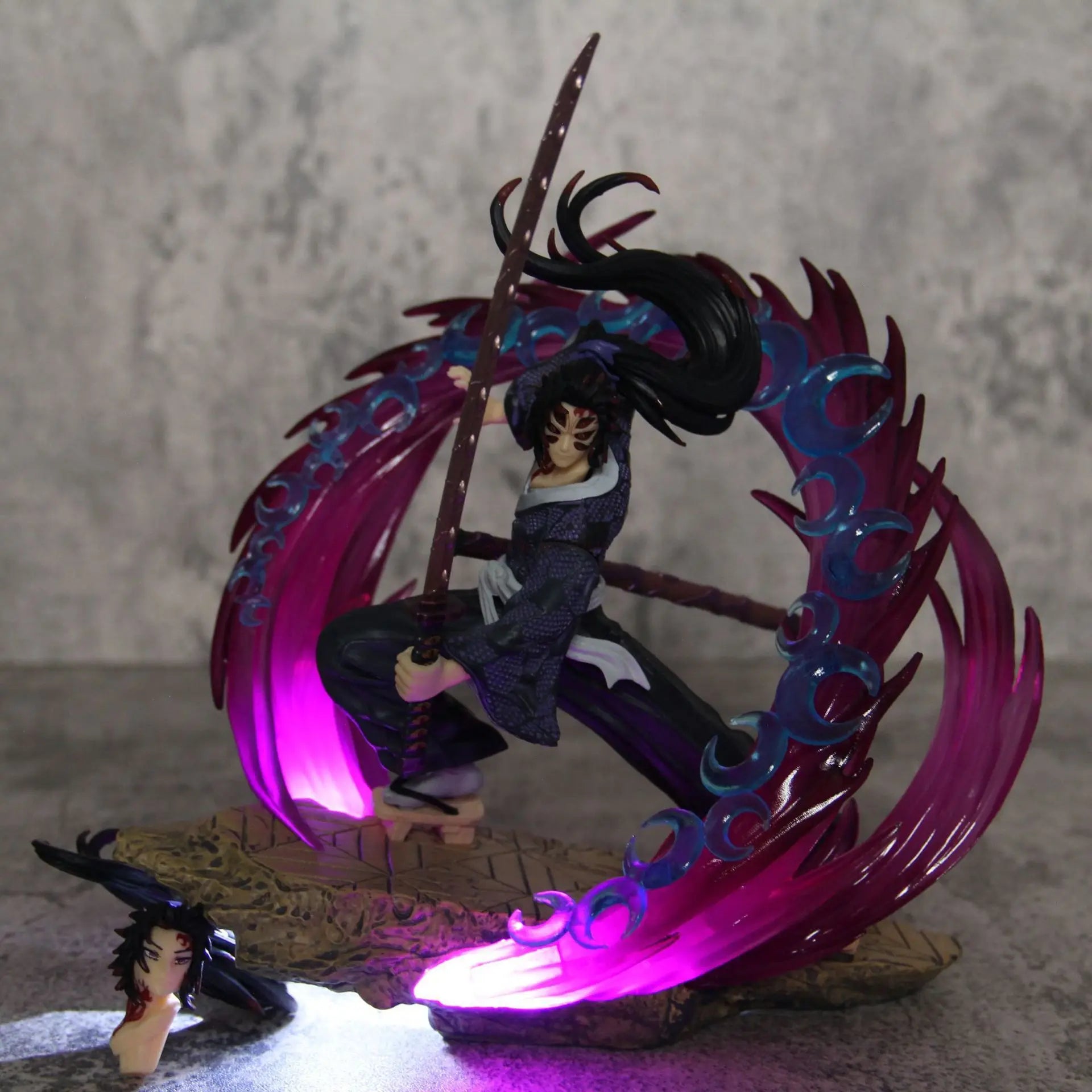 Hot 21cm Demon Slayer Kokushibo Tsugikuni Yoriichi Figure Gk Fierce Battle Action Figurine Pvc Statue Model Dolls Decor Toys